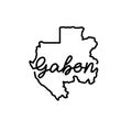 Gabon outline map with the handwritten country name. Continuous line drawing of patriotic home sign