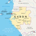 Gabon, the Gabonese Republic, a country in Central Africa, political map Royalty Free Stock Photo