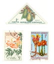 Gabon post stamps with plants