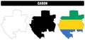 Gabon shapes set showing different colors and styles of the map outline Royalty Free Stock Photo