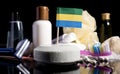 Gabonese flag in the soap with all the products for the people