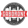Gaborone, Botswana Round Travel Stamp. Icon Skyline City Design. Seal Tourism Vector Badge Illustration.