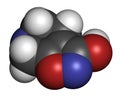 Gaboxadol drug molecule. 3D rendering. Atoms are represented as spheres with conventional color coding: hydrogen white, carbon