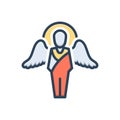 Color illustration icon for Gabriel, angel and archangel