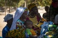 Group of women and children in the village of Mandina Mandinga in the Gabu Region Royalty Free Stock Photo