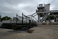 Close-up of an old mobile steel port structure Royalty Free Stock Photo