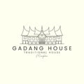 gadang house with line art style logo vector template icon illustration design, traditional house, west sumatera, minangkabau,