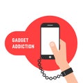 Gadget addiction with phone and chain