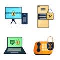 gadget cyber security vector icon set Royalty Free Stock Photo
