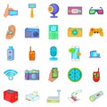 Gadget for entertainment icons set, cartoon style Royalty Free Stock Photo