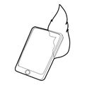 Gadget in fire icon, outline style Royalty Free Stock Photo