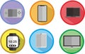 Gadget flat icons.game console, device technology, smartwatch and smartphone, vector illustration flat