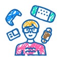 gadget geek tech enthusiast icon doodle illustration