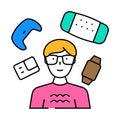 gadget geek tech enthusiast icon color illustration