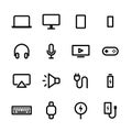 Gadget icon set. Modern Digital device in line icon set. Vector Royalty Free Stock Photo