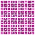 100 gadget icons set grunge pink Royalty Free Stock Photo