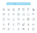 Gadget innovations linear icons set. Smartwatch, Augmented, Virtual, Automated, Intelligent, Wearables, Nanotechnology