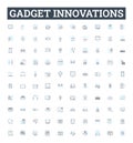 Gadget innovations vector line icons set. Tech, Gadgets, Innovation, Robotics, Smartphone, AI, Wearables illustration