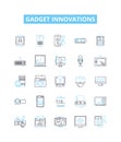 Gadget innovations vector line icons set. Tech, Gadgets, Innovation, Robotics, Smartphone, AI, Wearables illustration