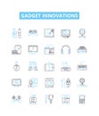 Gadget innovations vector line icons set. Tech, Gadgets, Innovation, Robotics, Smartphone, AI, Wearables illustration