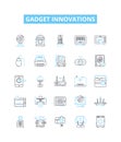 Gadget innovations vector line icons set. Tech, Gadgets, Innovation, Robotics, Smartphone, AI, Wearables illustration