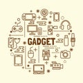 Gadget minimal thin line icons set