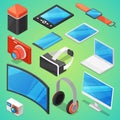 Gadget vector digital device with display of laptop or tablet and camera isometric illustration set of electronic Royalty Free Stock Photo