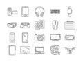 Gadgets black line icons set. Electronic devices. Designed to facilitate and improve human life. Pictogram for web page, mobile Royalty Free Stock Photo