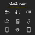 Gadgets chalk icons set Royalty Free Stock Photo