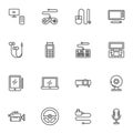 Gadgets and devices line icons set