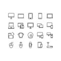 Gadgets and electronic devices flat line icons set. Computer, Tablet, Phone, Monitor, Laptop. Simple flat vector illustration for Royalty Free Stock Photo