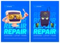 Gadgets repair service cartoon ad vector posters Royalty Free Stock Photo