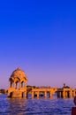 The Gadisar Lake on outskirts of Jaisalmer city with temples, gateways, ghats and pavilions