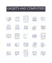 Gadjets and computers line icons collection. Devices, Hardware, Electronics, Tech, Gadgets, Machines, Equipment vector