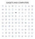 Gadjets and computers outline icons collection. Gadgets, Computers, Technology, Electronics, Hardware, Laptops, Desktops