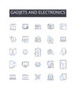 Gadjets and electronics line icons collection. Devices, Appliances, Tech, Gadgets, Machines, Devices, Gizmos vector and