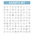 Gadjets icons, line symbols, web signs, vector set, isolated illustration