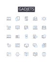 Gadjets line icons collection. Electronics, Technology, Machinery, Appliances, Devices, Instruments, Tools vector and