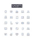 Gadjets line icons collection. Electronics, Technology, Machinery, Appliances, Devices, Instruments, Tools vector and