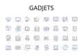 Gadjets line icons collection. Electronics, Technology, Machinery, Appliances, Devices, Instruments, Tools vector and