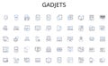 Gadjets line icons collection. Encryption, Privacy, Antivirus, Firewall, Cybersecurity, Phishing, Identity vector and