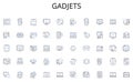 Gadjets line icons collection. Target, Cold calling, Prospecting, Pipeline, Territory, Commission, Incentives vector and