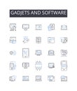 Gadjets and software line icons collection. Devices, Tools, Appliances, Programs, Applications, Utilities, Platforms