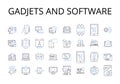 Gadjets and software line icons collection. Devices, Tools, Appliances, Programs, Applications, Utilities, Platforms
