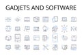 Gadjets and software line icons collection. Devices, Tools, Appliances, Programs, Applications, Utilities, Platforms