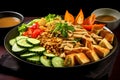 Gado-Gado, a vibrant Indonesian salad with mixed vegetables, tofu, and peanut sauce