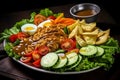 Gado-Gado, a vibrant Indonesian salad with mixed vegetables, tofu, and peanut sauce