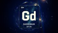 Gadolinium as Element 64 of the Periodic Table 3D illustration on blue background