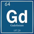 Gadolinium chemical element, blue square symbol Royalty Free Stock Photo