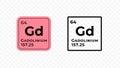 Gadolinium, chemical element of the periodic table vector Royalty Free Stock Photo